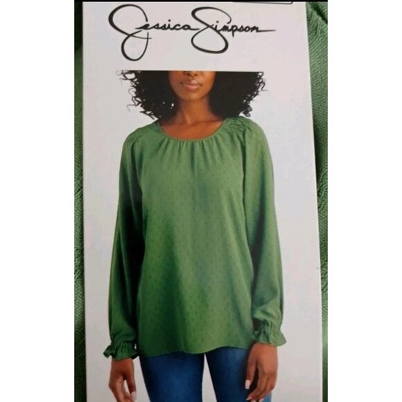 Jessica Simpson Women's Textured Blouse (Green, Small) - Picture 1 of 4